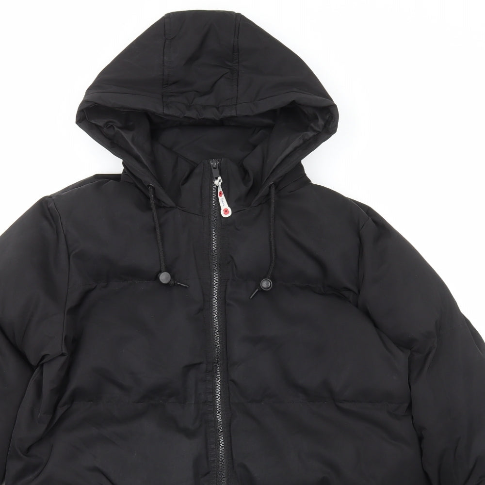 Boohoo Womens Black Quilted Coat Size 12 Zip