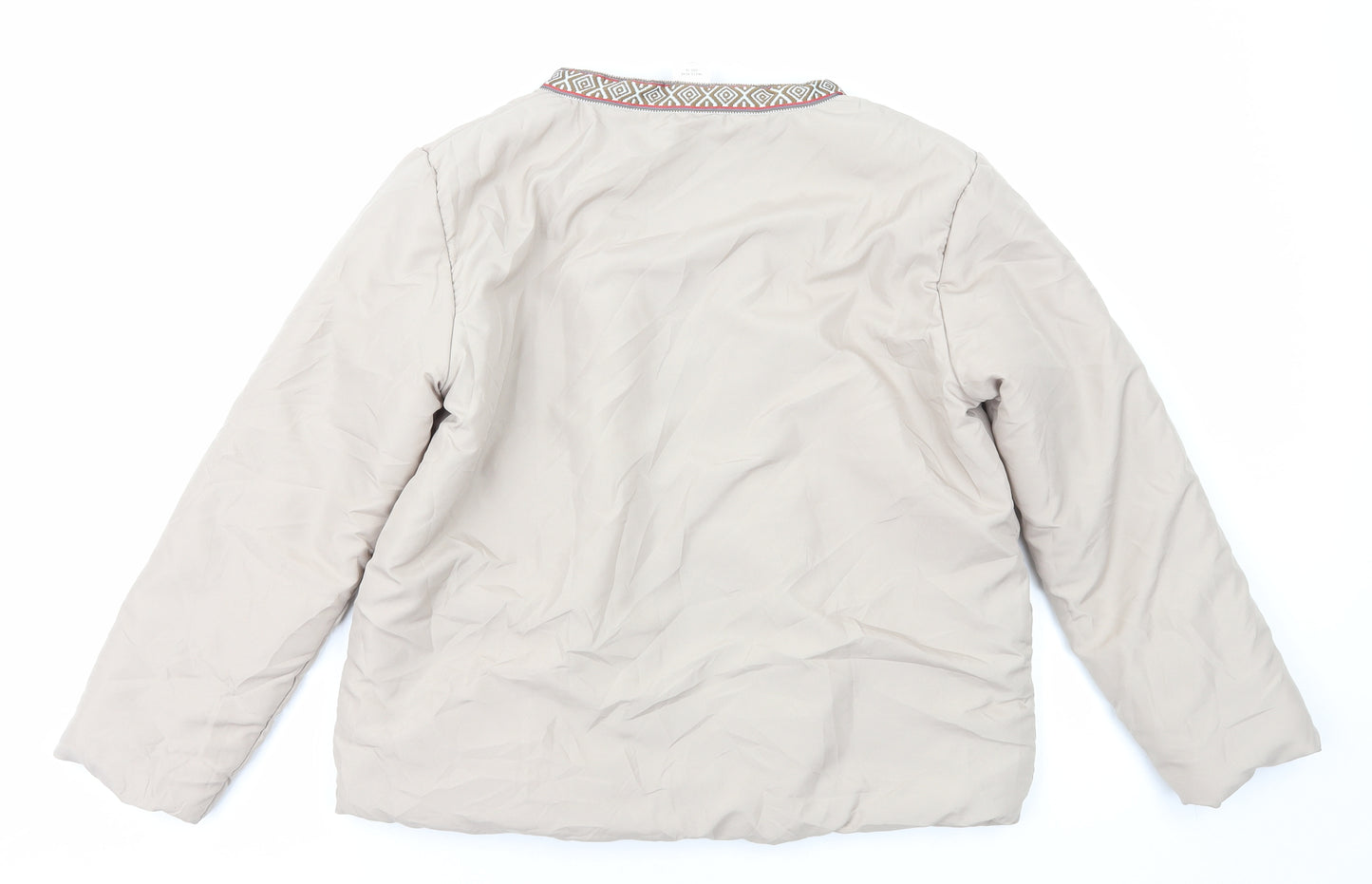 Gabriella Vicenza Womens Beige Geometric Jacket Size 14 Zip