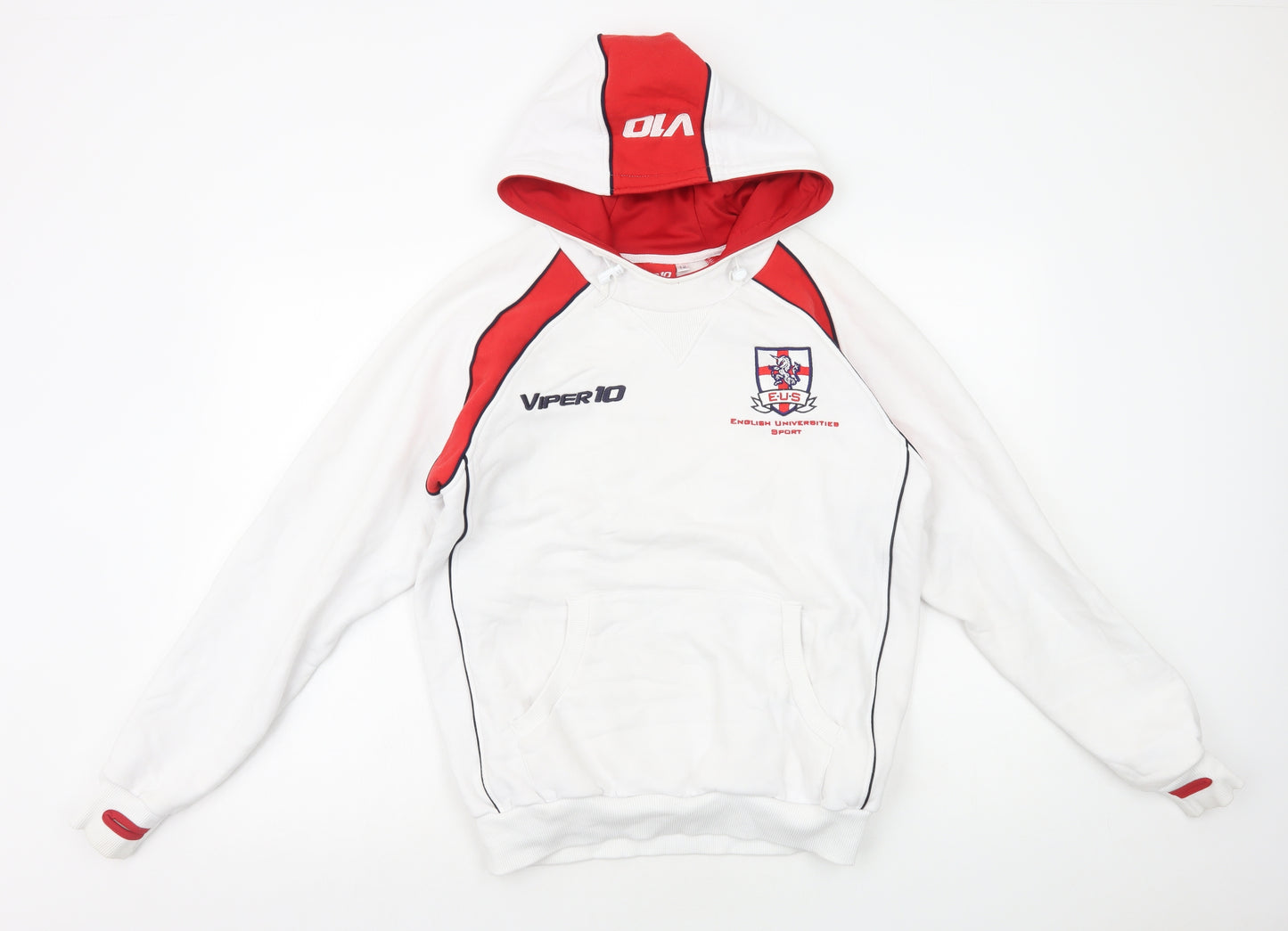 Viper 10 Womens White Cotton Pullover Hoodie Size 12 Pullover - English Universities Sport