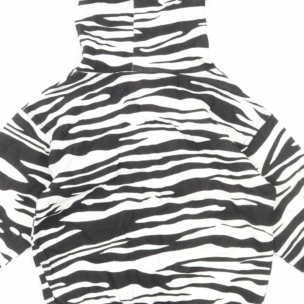 Bubbles Girls White Animal Print Cotton Full Zip Hoodie Size 6 Years Zip - Zebra print
