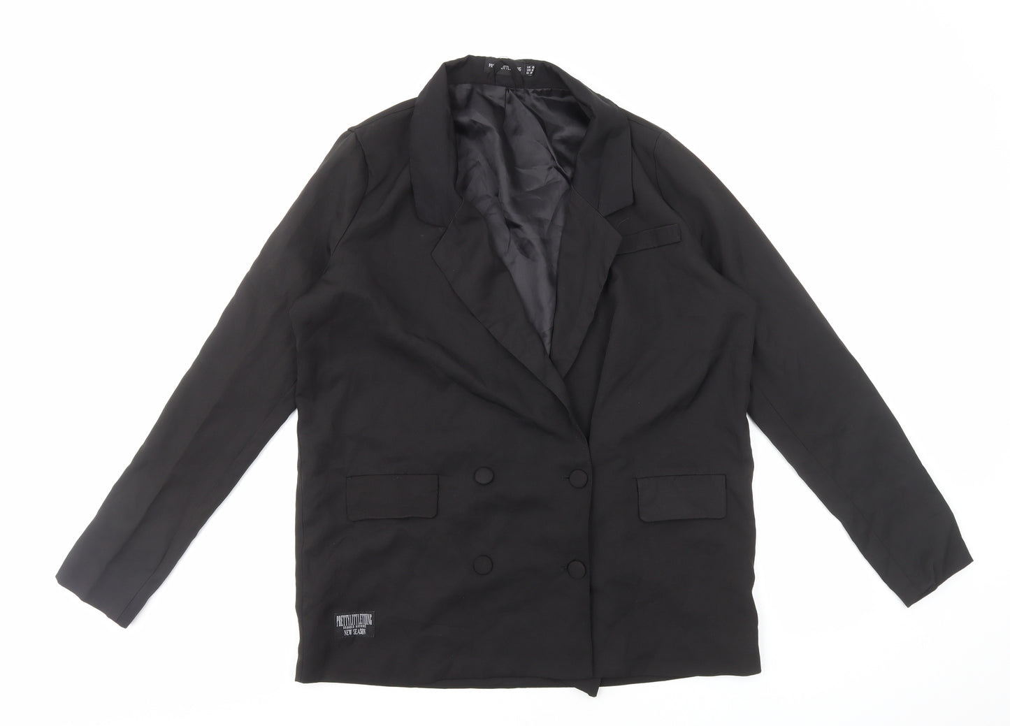 PRETTYLITTLETHING Womens Black Jacket Size 10 Button