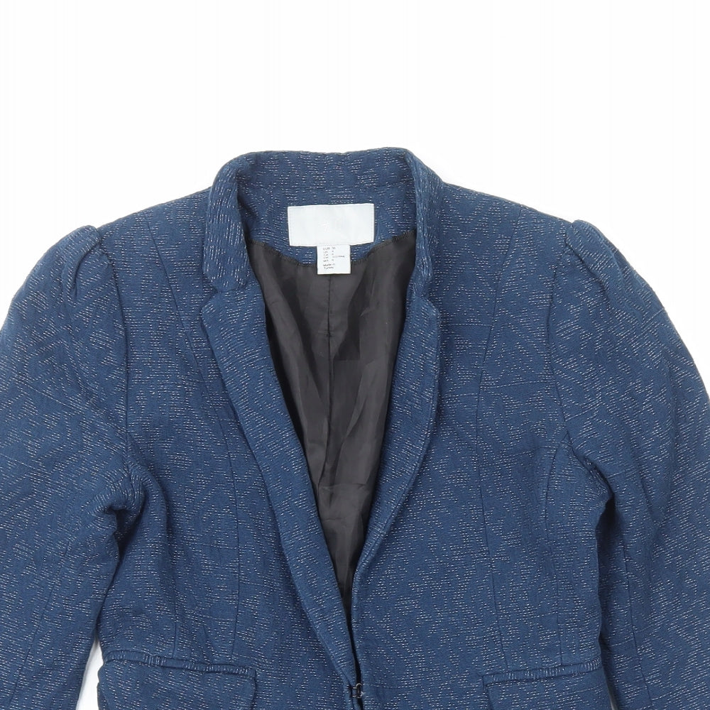 H&M Womens Blue Jacket Size 8 Hook & Eye