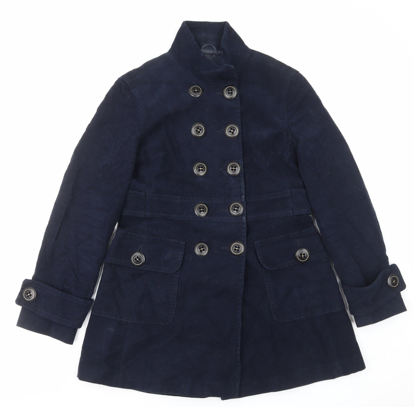 Marks and Spencer Womens Blue Pea Coat Coat Size 12 Button