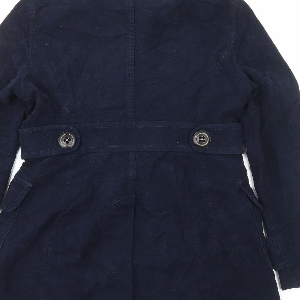 Marks and Spencer Womens Blue Pea Coat Coat Size 12 Button