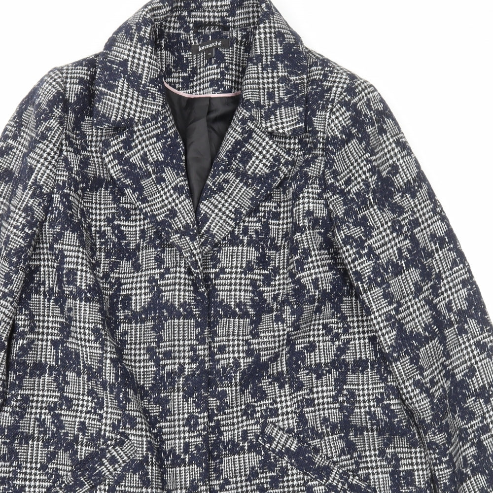 Bonmarché Womens Blue Floral Jacket Size 16 Snap