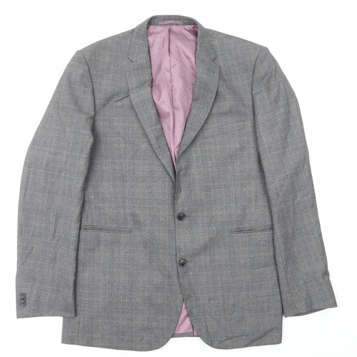 Taylor & Wright Mens Grey Plaid Polyester Jacket Blazer Size L