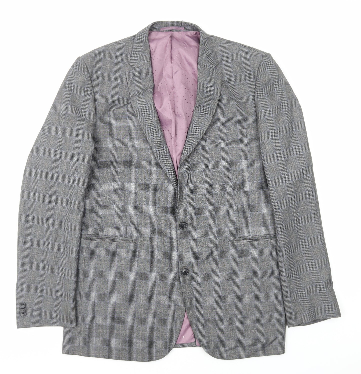 Taylor & Wright Mens Grey Plaid Polyester Jacket Blazer Size L