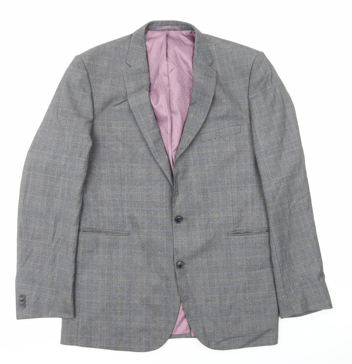 Taylor & Wright Mens Grey Plaid Polyester Jacket Blazer Size L