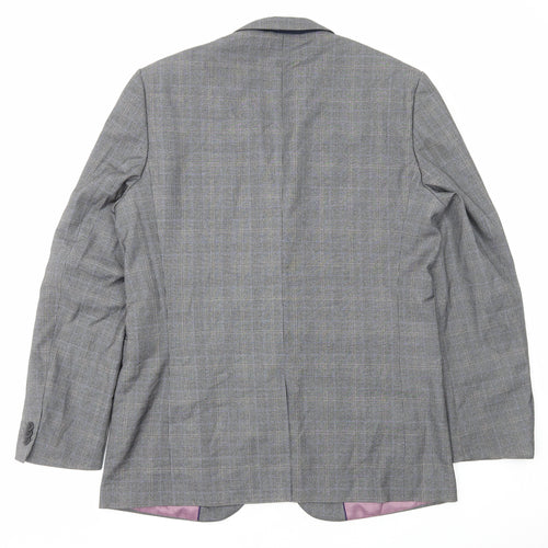 Taylor & Wright Mens Grey Plaid Polyester Jacket Blazer Size L