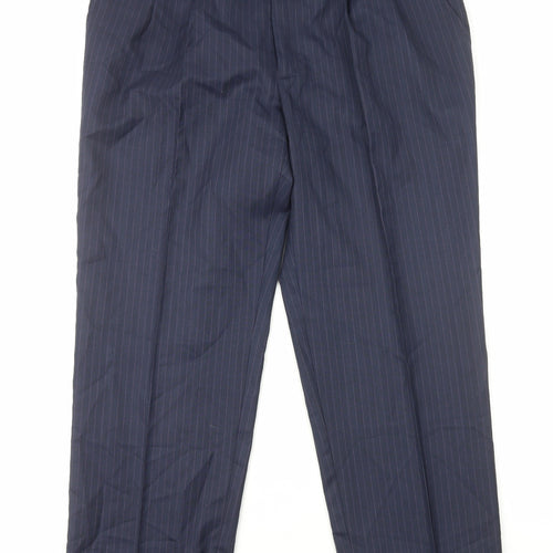 Dino Mens Blue Striped Polyester Tuxedo Suit Trousers Size XL