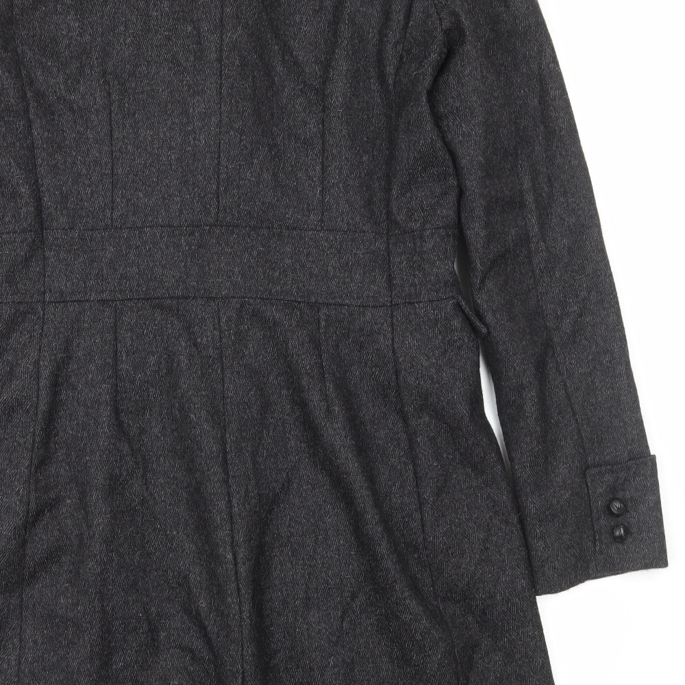 Peruvian Connection Womens Grey Overcoat Coat Size 18 Button