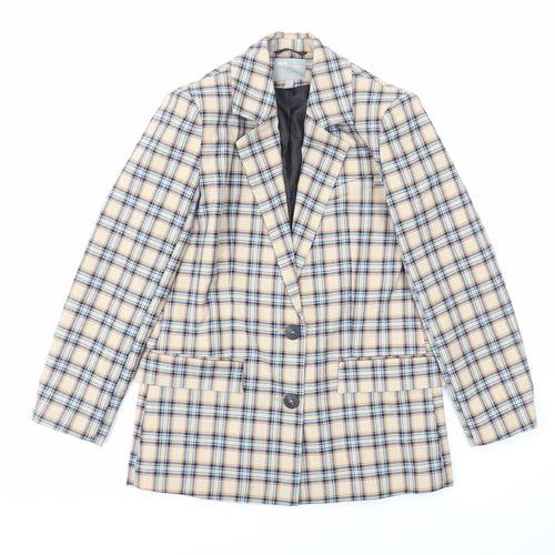 ASOS Womens Beige Plaid Jacket Size 8 Button