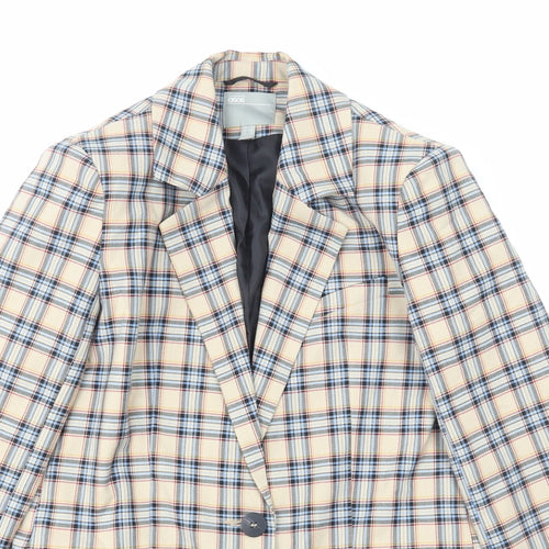 ASOS Womens Beige Plaid Jacket Size 8 Button