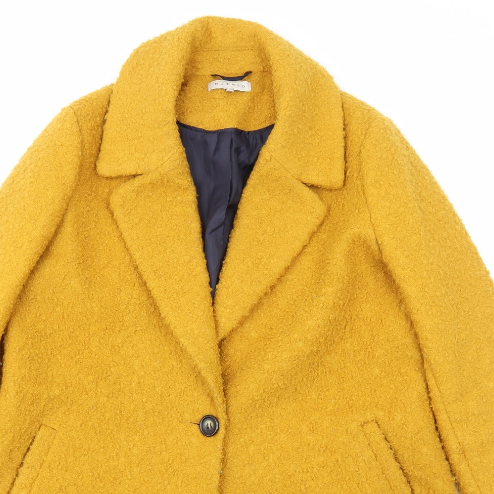 Nutmeg Womens Yellow Overcoat Coat Size 14 Button