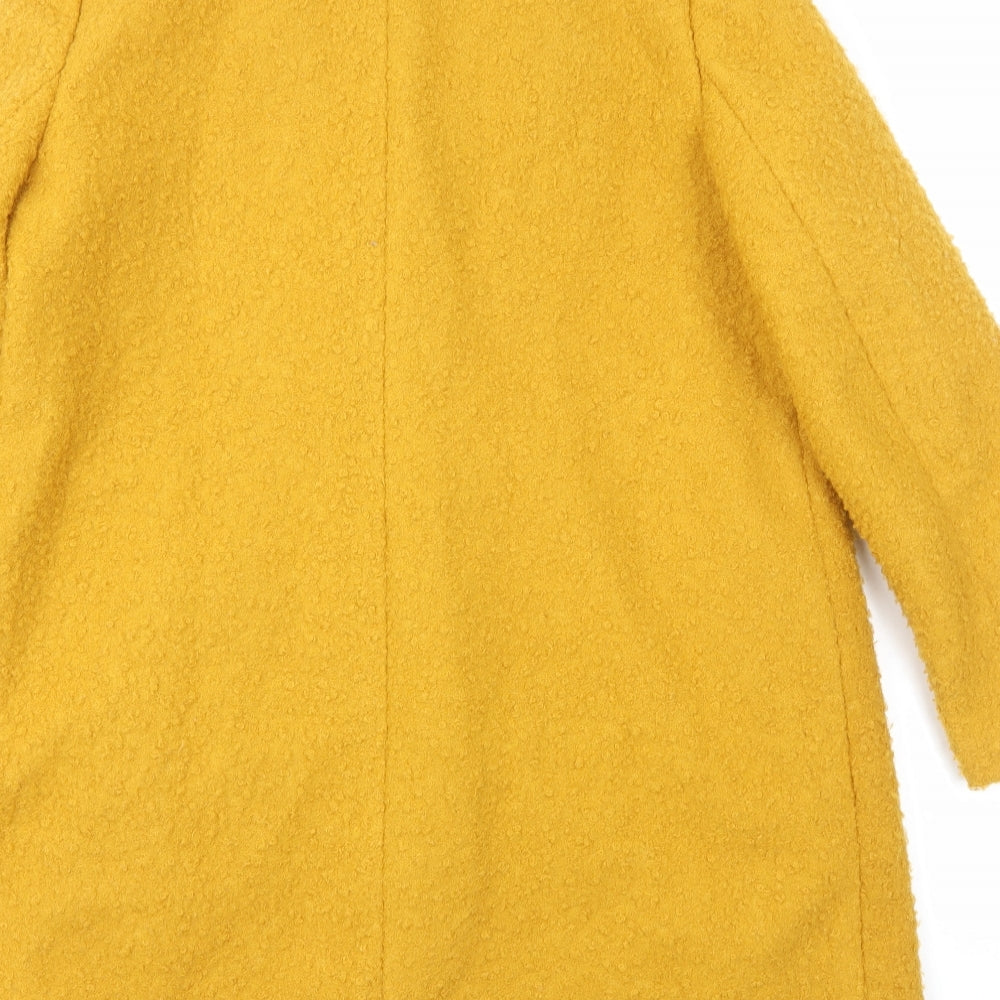 Nutmeg Womens Yellow Overcoat Coat Size 14 Button