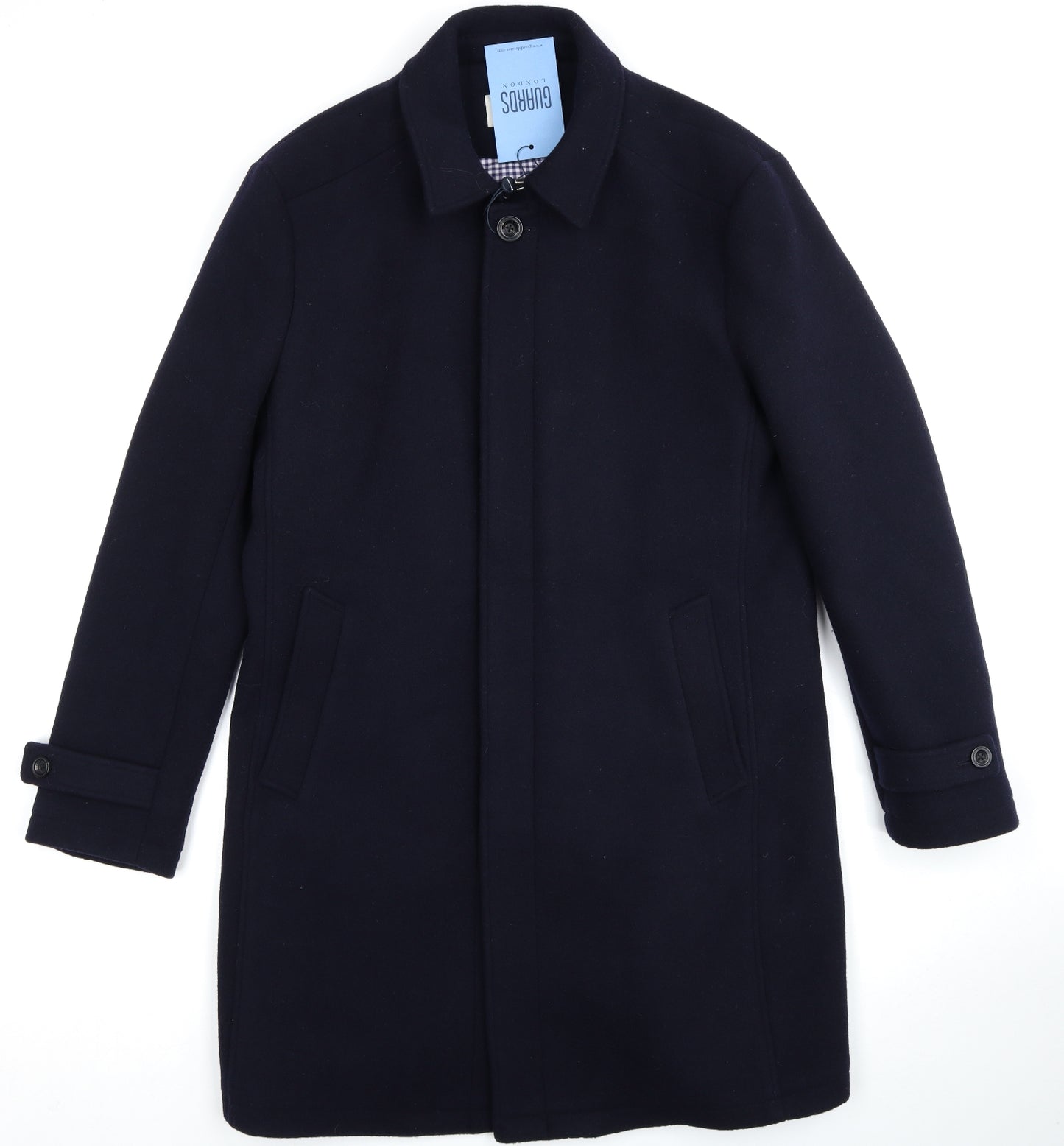 Guards London Mens Black Overcoat Coat Size 44 Button