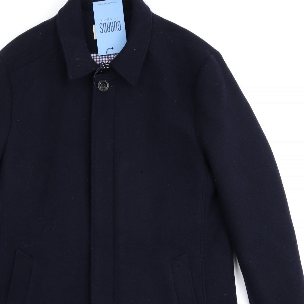 Guards London Mens Black Overcoat Coat Size 44 Button