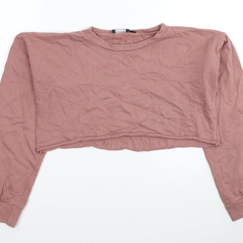 PRETTYLITTLETHING Womens Pink Cotton Pullover Sweatshirt Size 4XL Pullover - Cropped