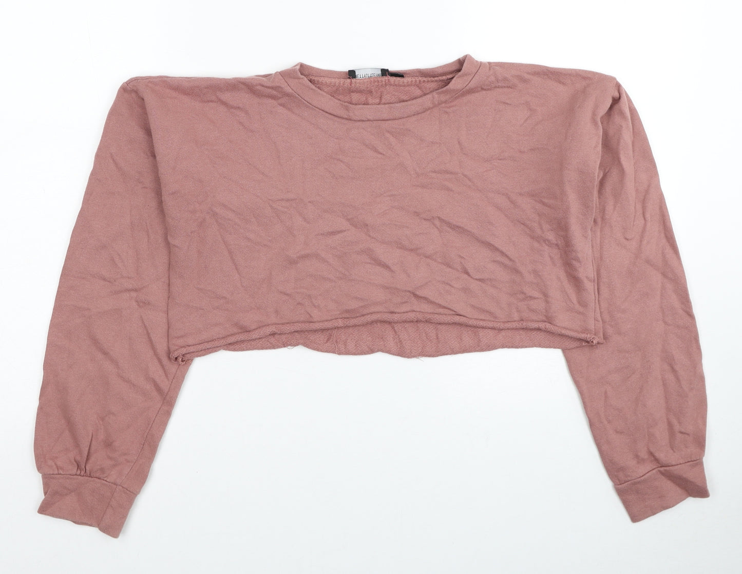 PRETTYLITTLETHING Womens Pink Cotton Pullover Sweatshirt Size 4XL Pullover - Cropped