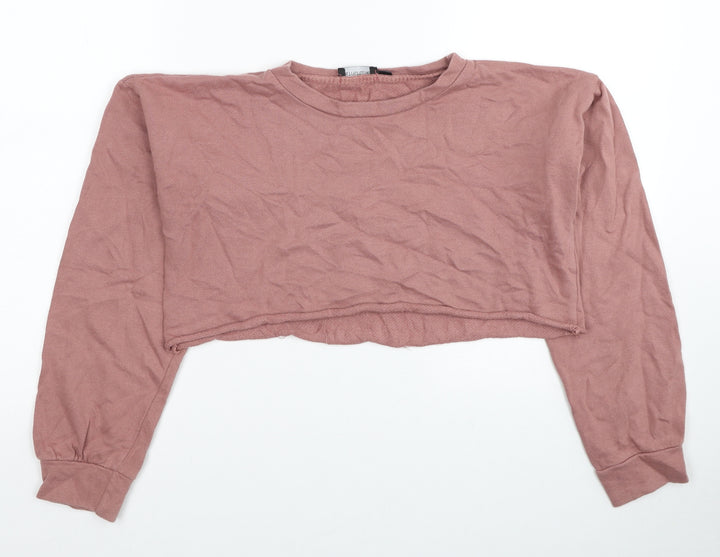 PRETTYLITTLETHING Womens Pink Cotton Pullover Sweatshirt Size 4XL Pullover - Cropped