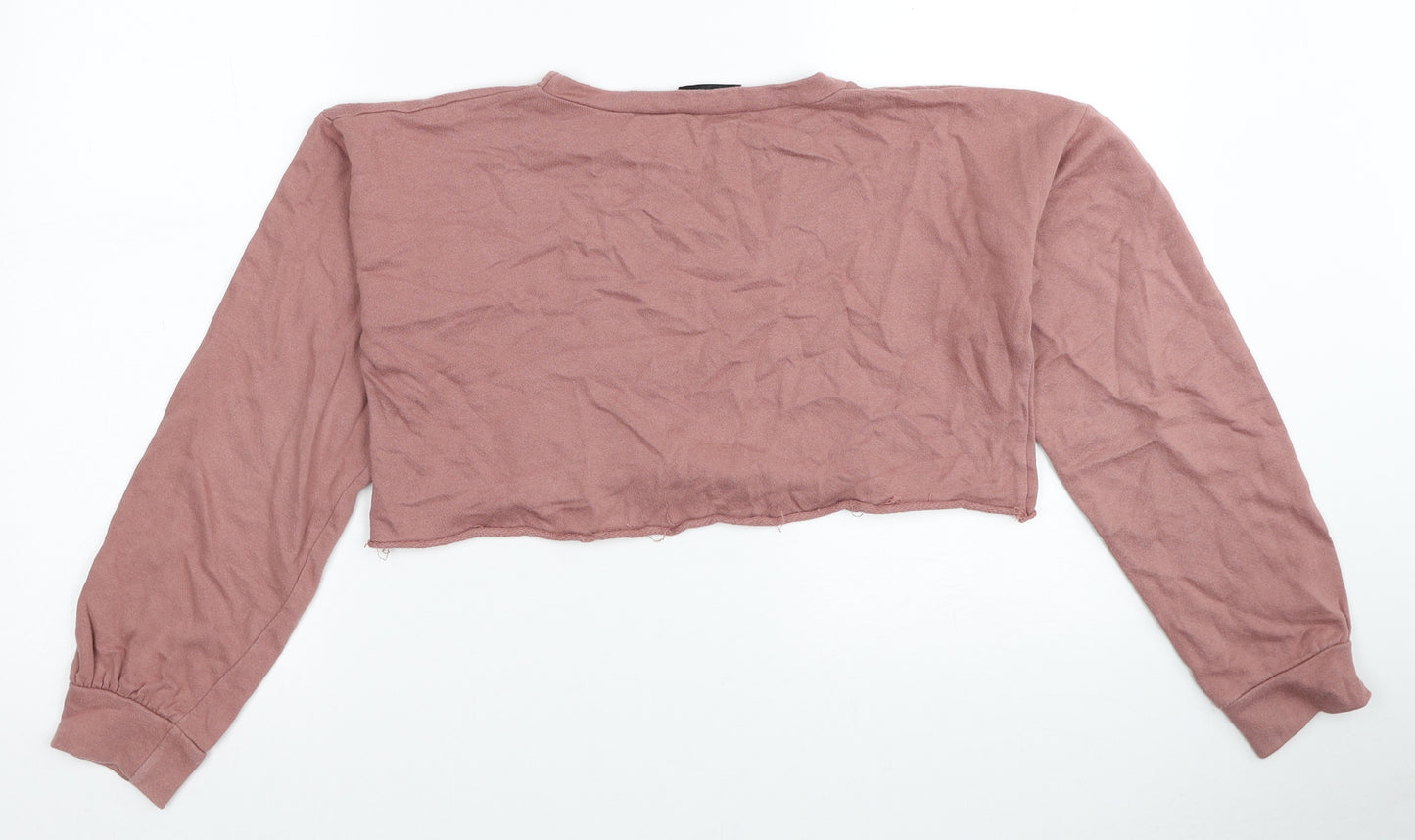 PRETTYLITTLETHING Womens Pink Cotton Pullover Sweatshirt Size 4XL Pullover - Cropped