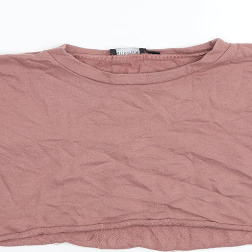 PRETTYLITTLETHING Womens Pink Cotton Pullover Sweatshirt Size 4XL Pullover - Cropped