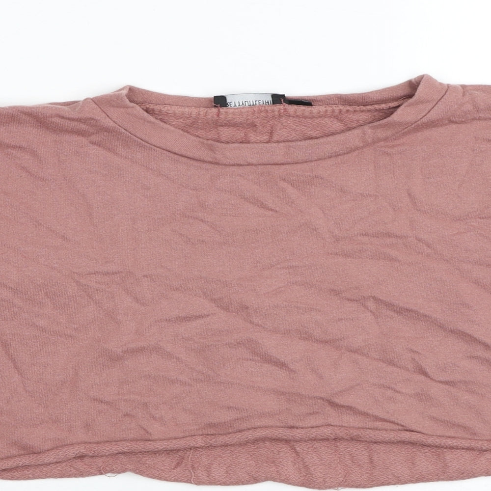 PRETTYLITTLETHING Womens Pink Cotton Pullover Sweatshirt Size 4XL Pullover - Cropped