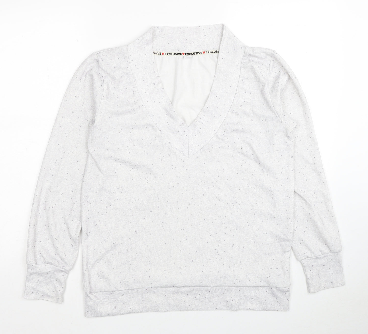 Exclusive Womens Grey V-Neck Polyester Pullover Jumper Size M