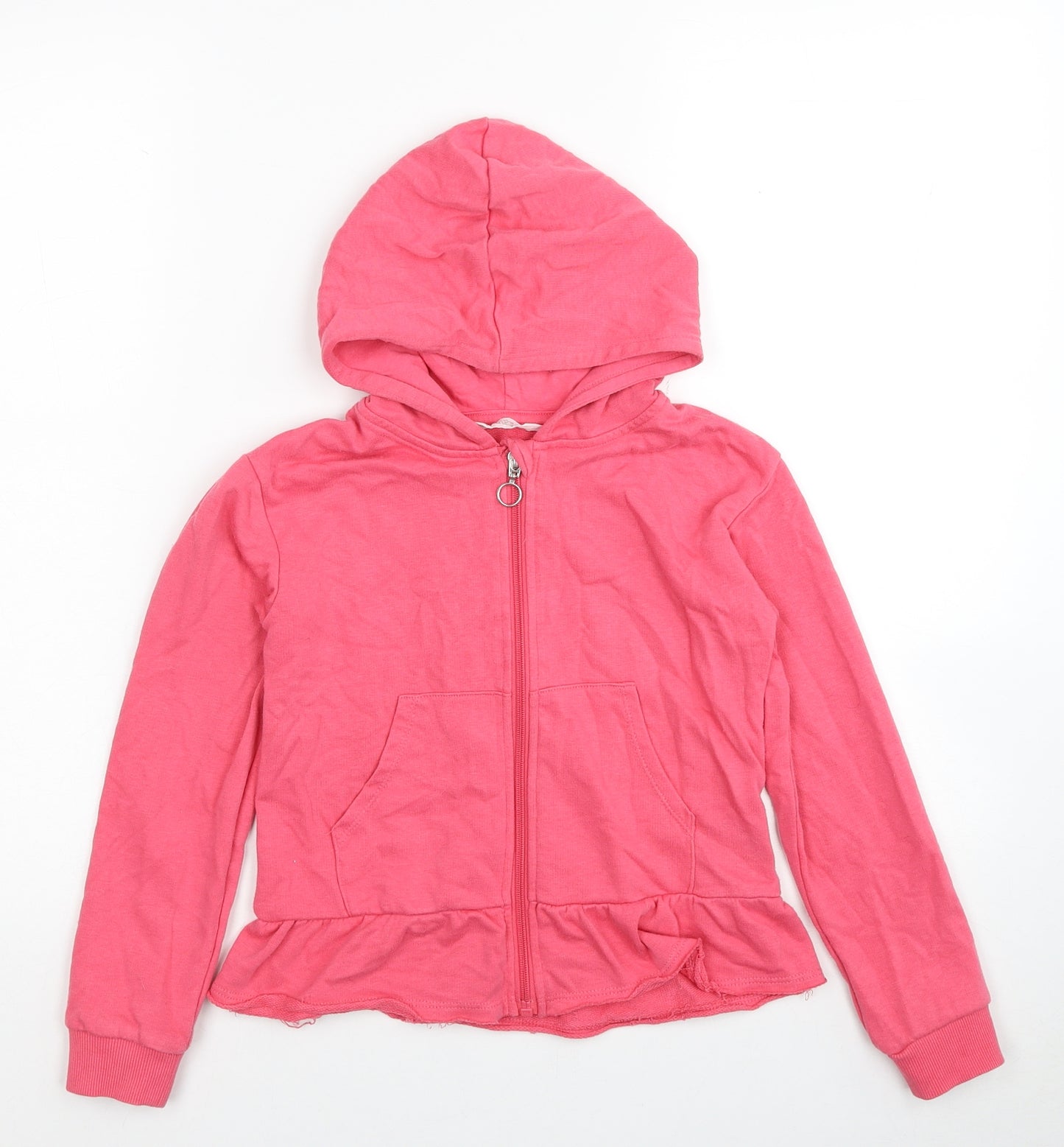 H&M Girls Pink Cotton Full Zip Hoodie Size 7-8 Years Zip