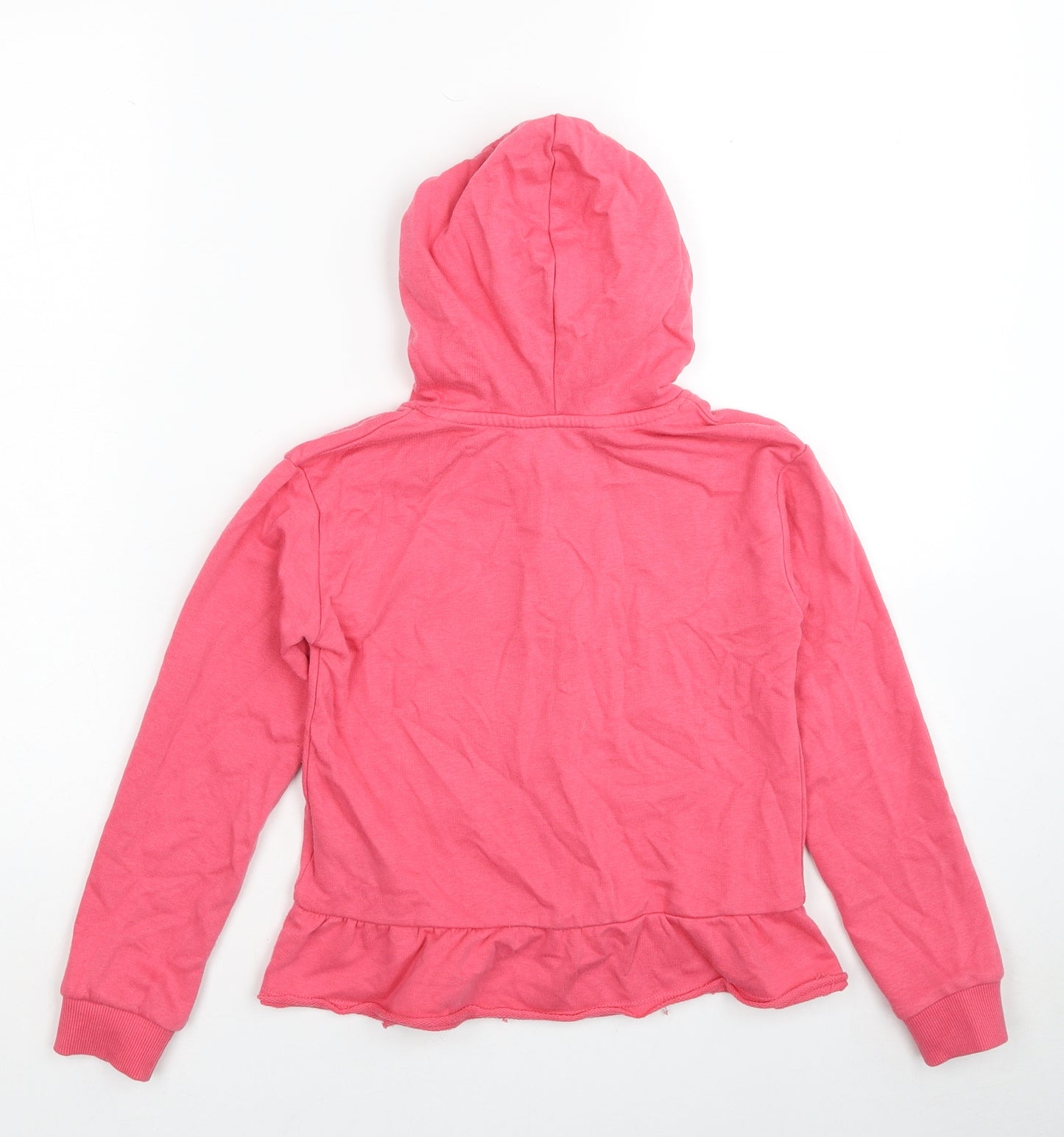 H&M Girls Pink Cotton Full Zip Hoodie Size 7-8 Years Zip