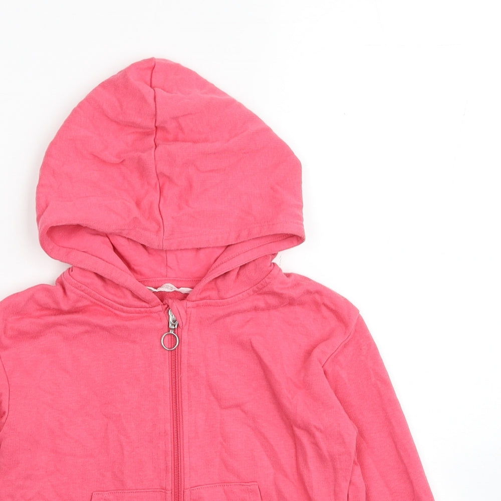 H&M Girls Pink Cotton Full Zip Hoodie Size 7-8 Years Zip