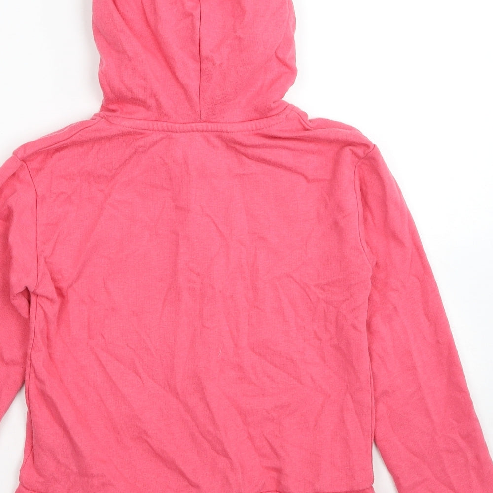 H&M Girls Pink Cotton Full Zip Hoodie Size 7-8 Years Zip