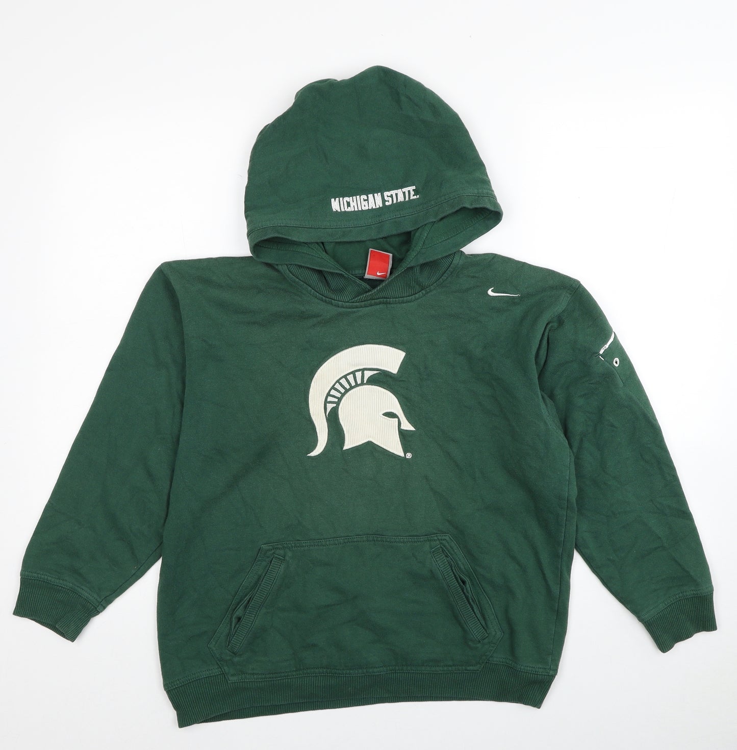 Nike Boys Green Cotton Pullover Hoodie Size M Pullover