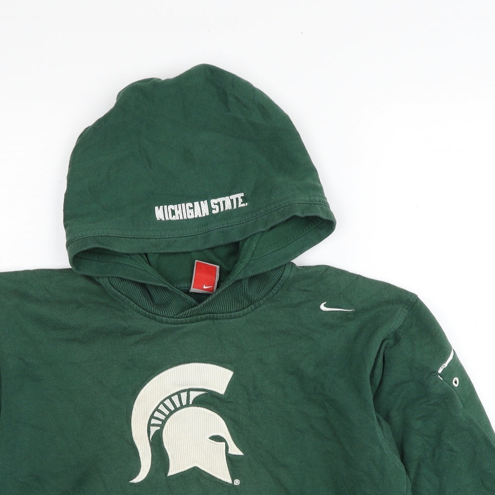 Nike Boys Green Cotton Pullover Hoodie Size M Pullover