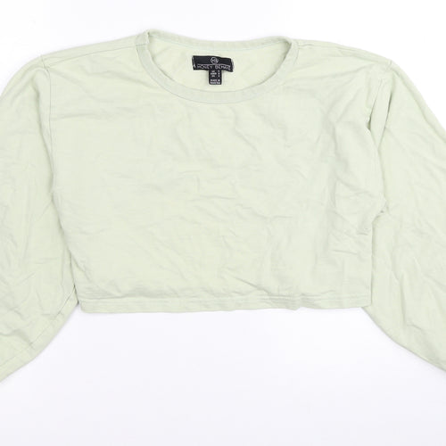 Honey Behave Womens Green Cotton Pullover Sweatshirt Size S Pullover - Cropped