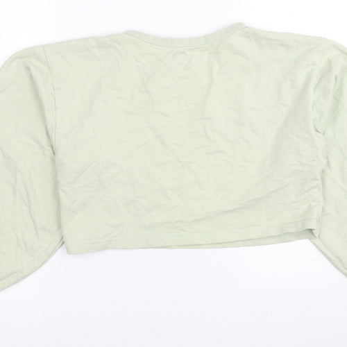 Honey Behave Womens Green Cotton Pullover Sweatshirt Size S Pullover - Cropped