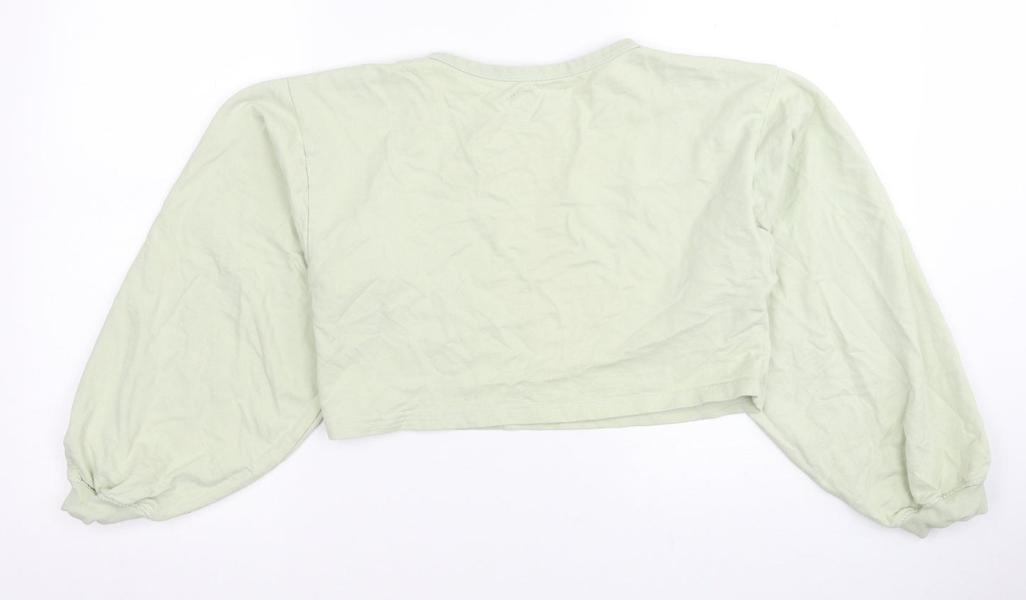 Honey Behave Womens Green Cotton Pullover Sweatshirt Size S Pullover - Cropped