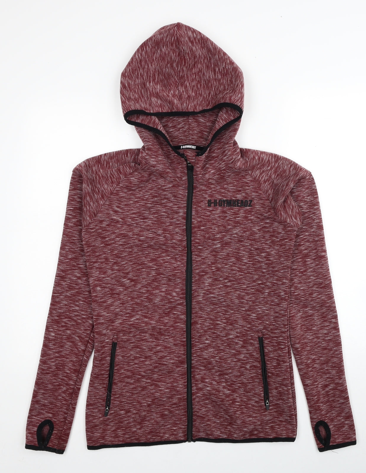 GymHeadz Mens Red Polyester Full Zip Hoodie Size M