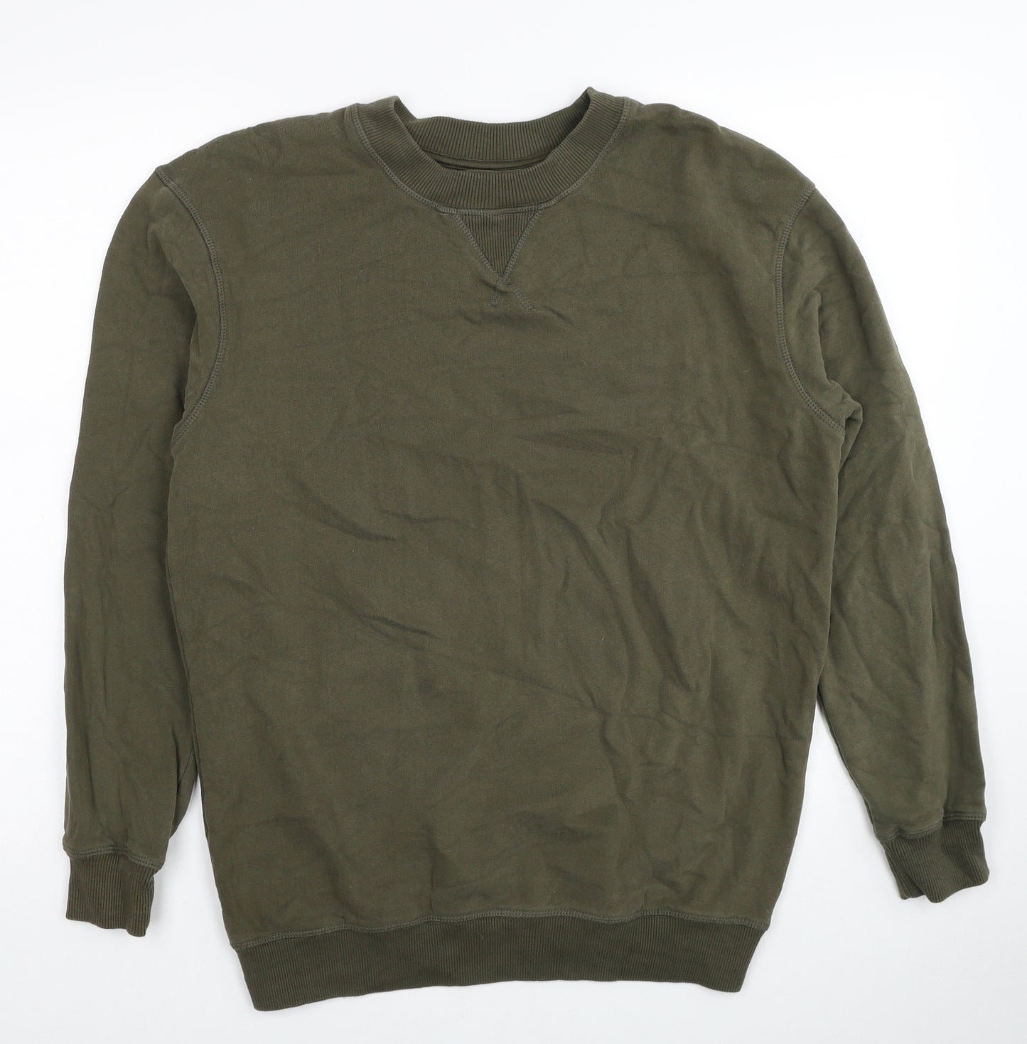 TU Mens Green Cotton Pullover Sweatshirt Size S