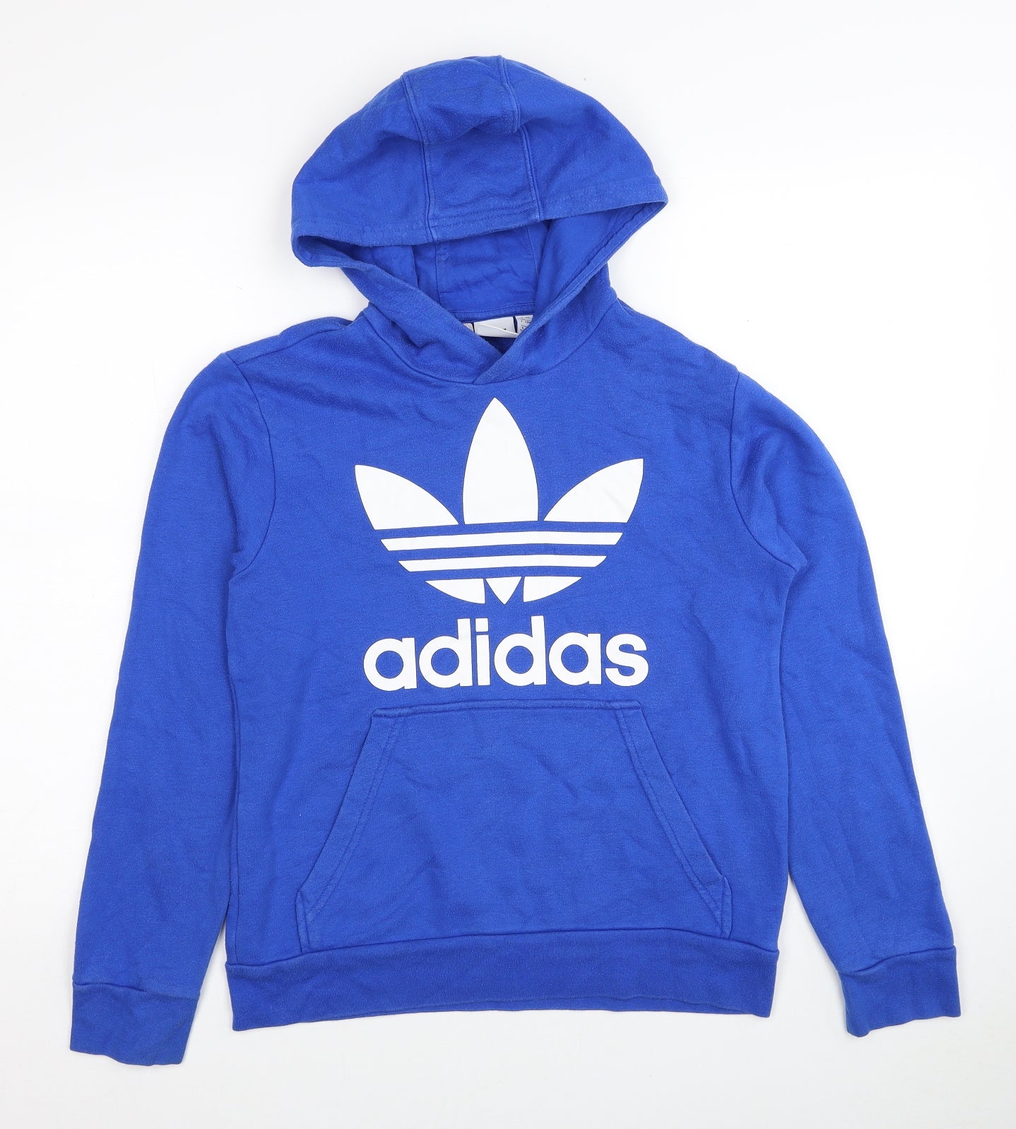 adidas Boys Blue Cotton Pullover Hoodie Size 12-13 Years Pullover