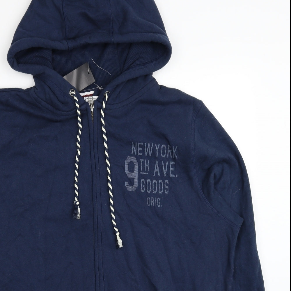 Livergy Mens Blue Cotton Full Zip Hoodie Size XL
