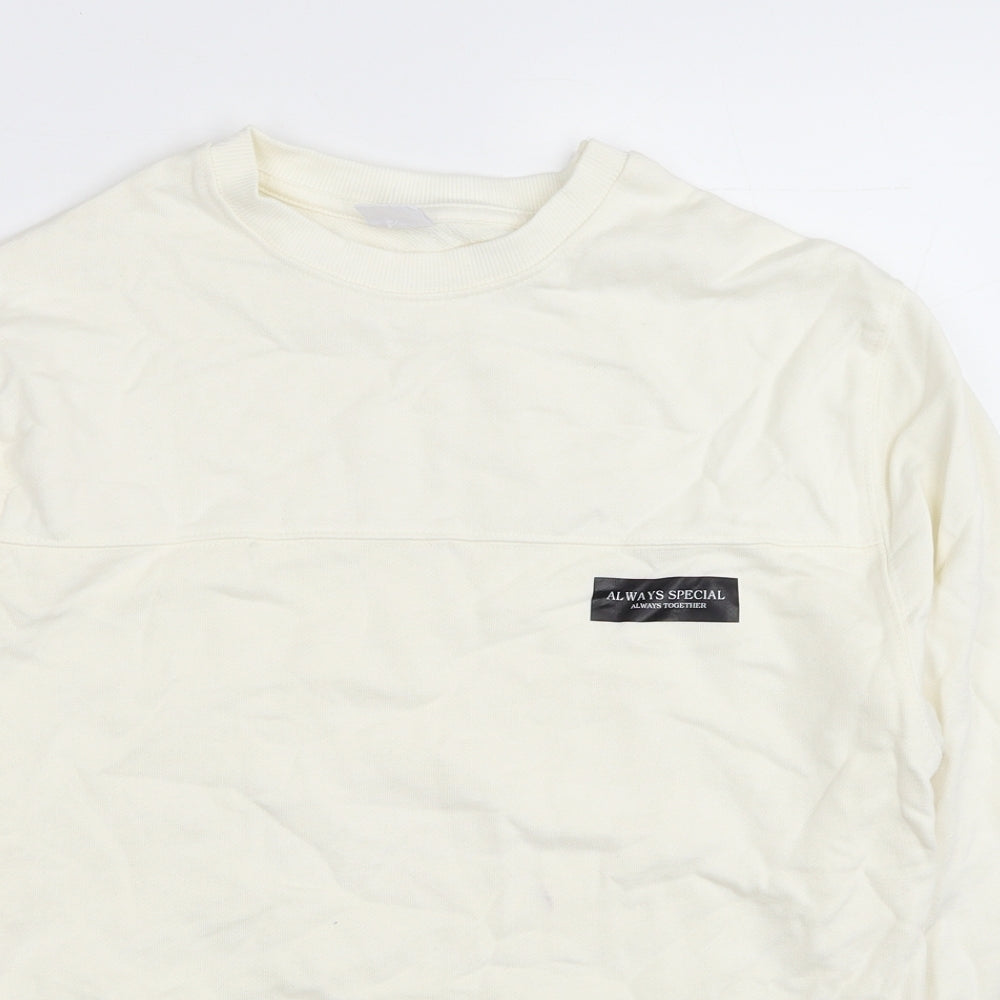 Zara Boys Ivory Cotton Pullover Sweatshirt Size 13-14 Years Pullover