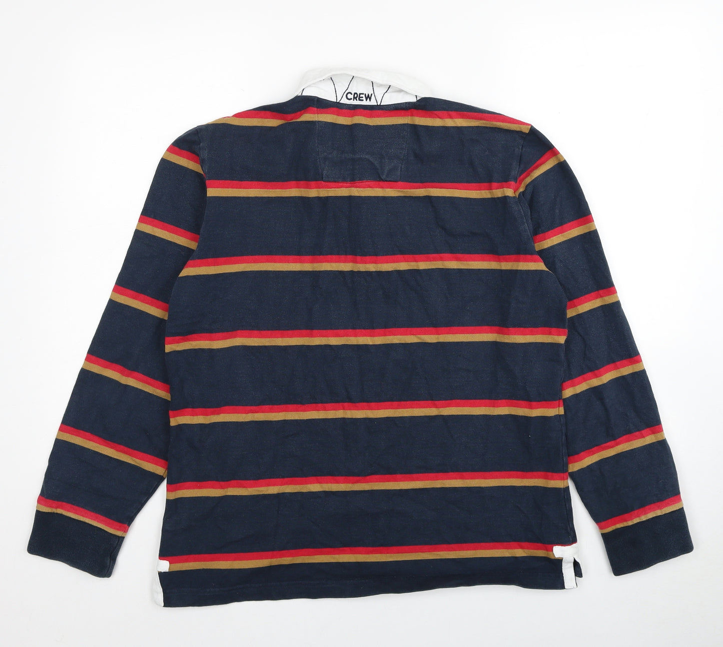 Crew Clothing Mens Blue Striped Cotton Polo Size M Collared Pullover