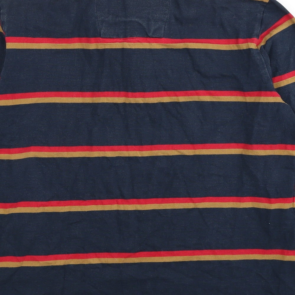 Crew Clothing Mens Blue Striped Cotton Polo Size M Collared Pullover