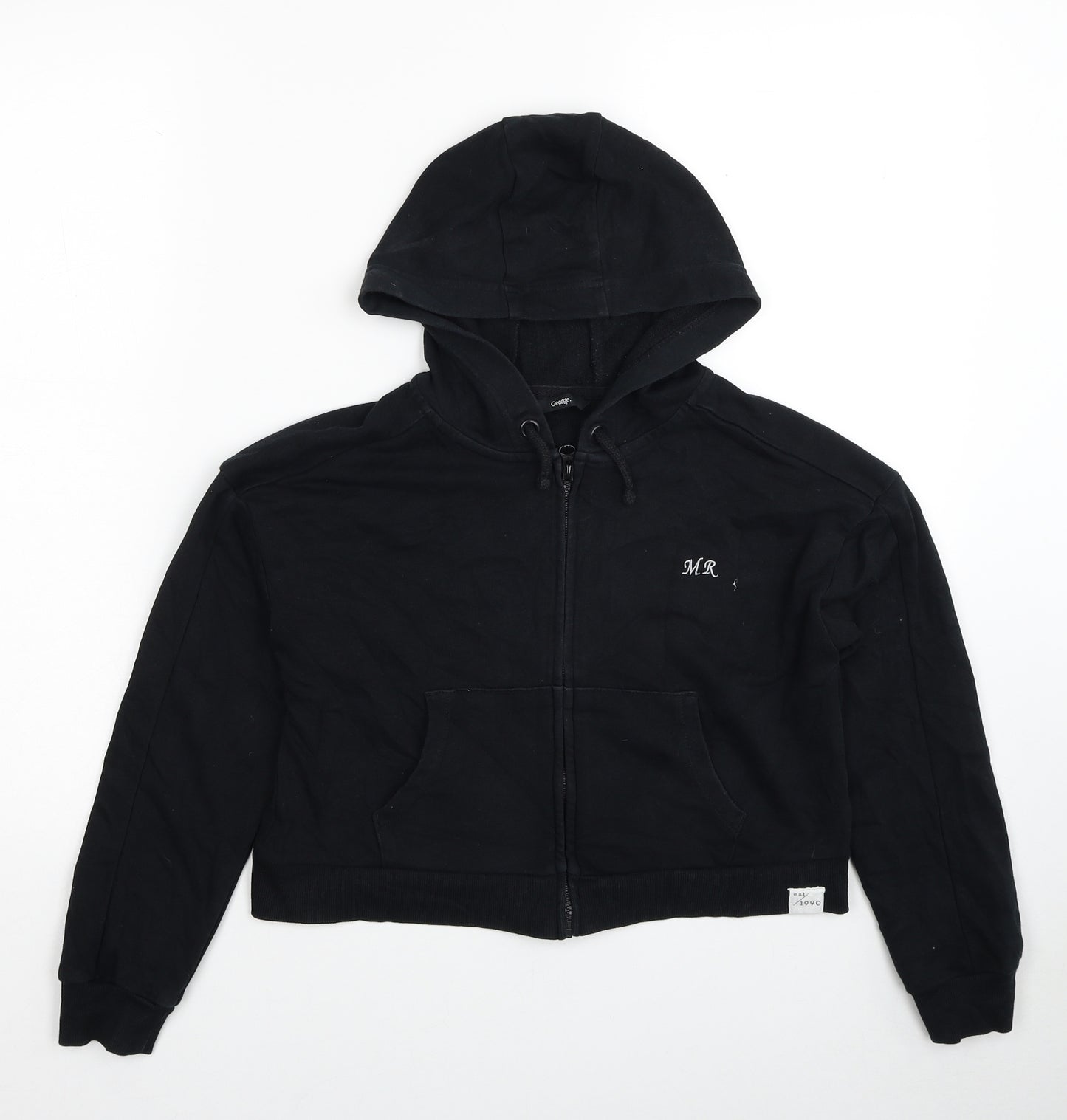 George Boys Black Cotton Full Zip Hoodie Size 9-10 Years Zip