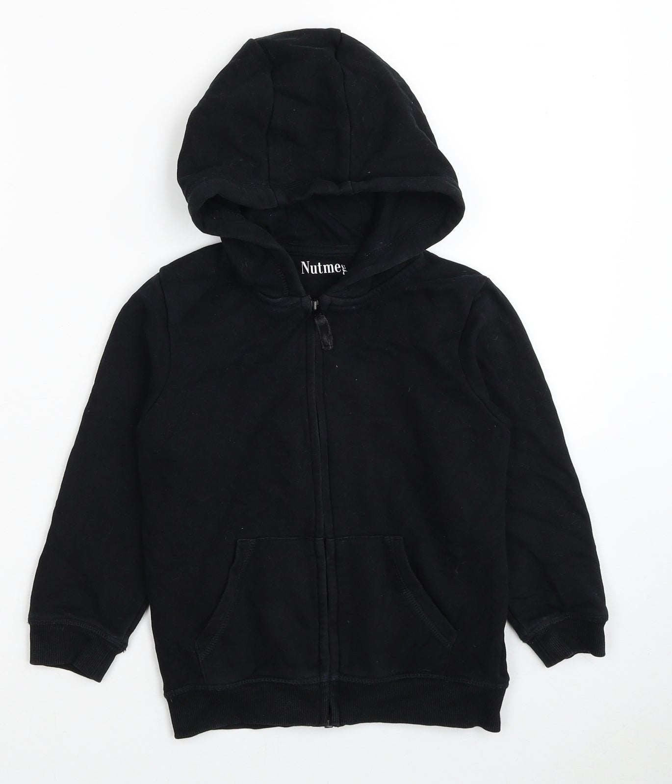Nutmeg Boys Black Cotton Full Zip Hoodie Size 5-6 Years Zip