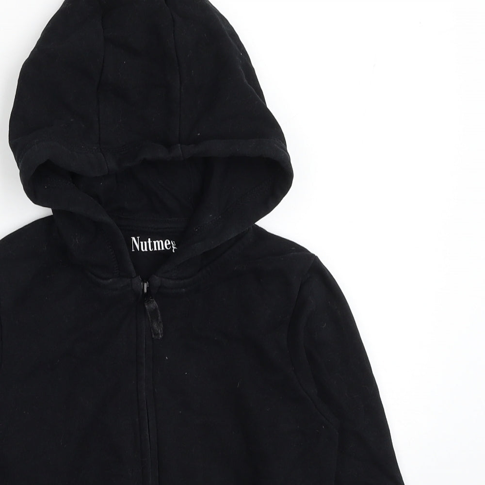 Nutmeg Boys Black Cotton Full Zip Hoodie Size 5-6 Years Zip