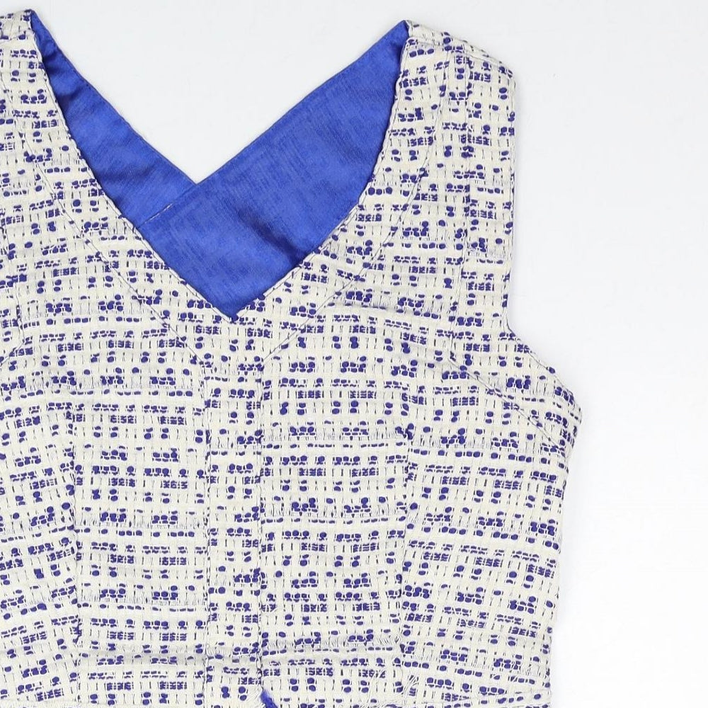 Drole de copine Womens Multicoloured Geometric Polyester Basic Blouse Size M V-Neck