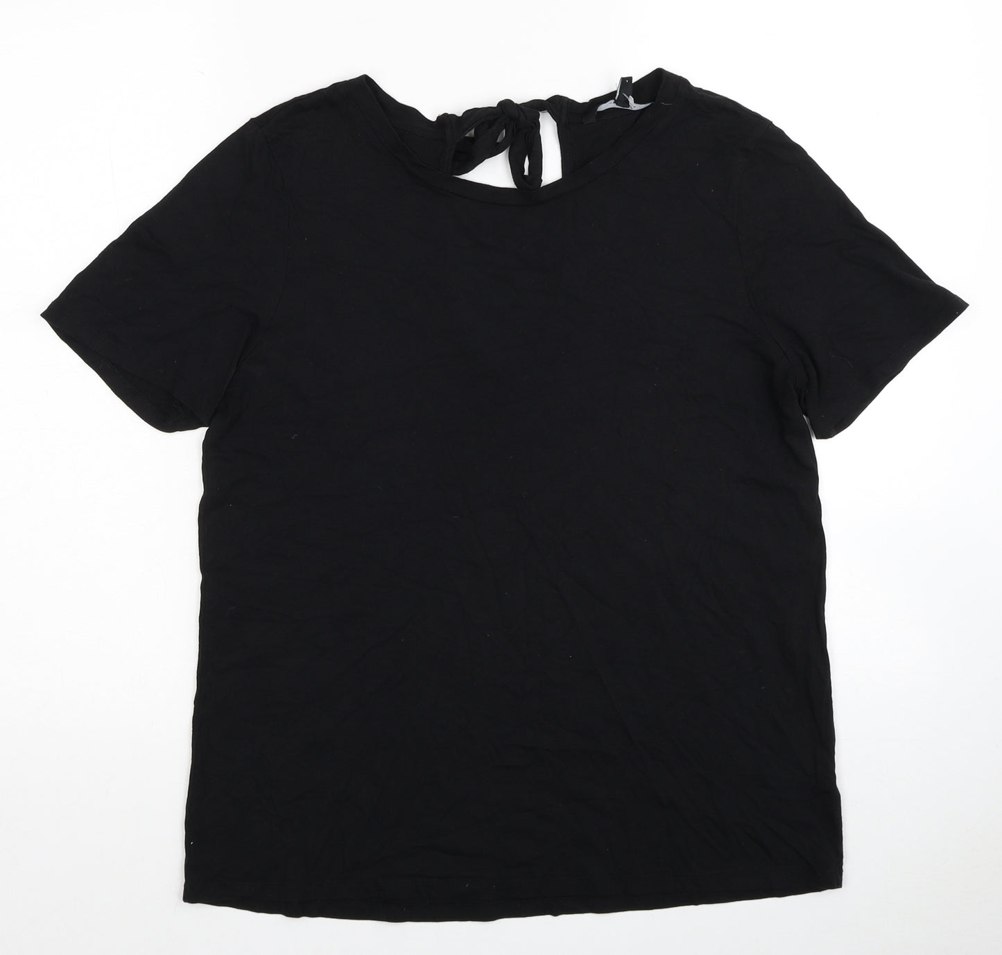 VERO MODA Womens Black Cotton Basic T-Shirt Size L Round Neck