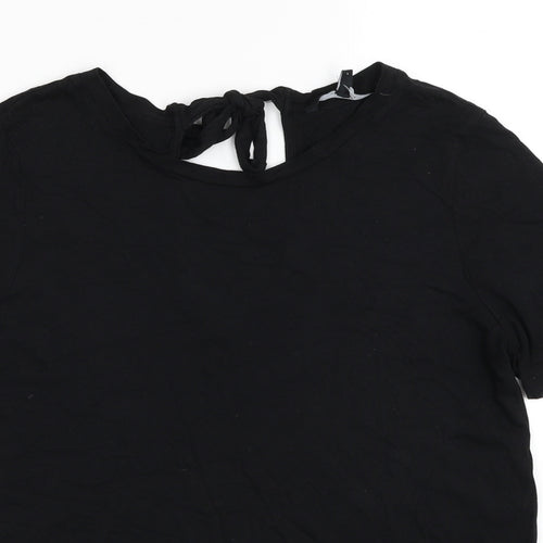 VERO MODA Womens Black Cotton Basic T-Shirt Size L Round Neck